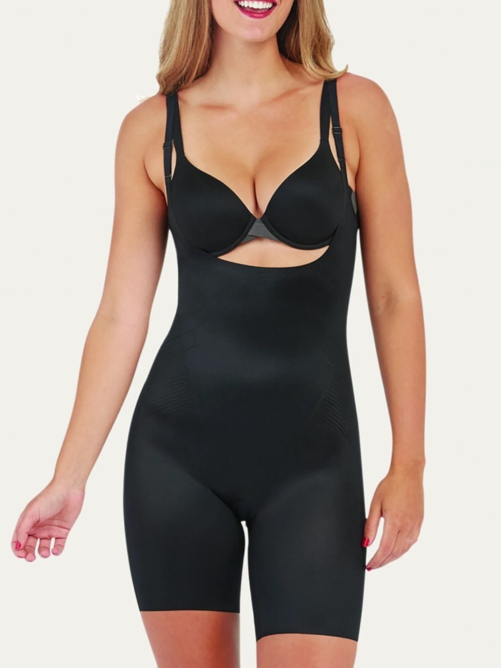 SPANX Open Bust Mid Thigh Bodysuit M